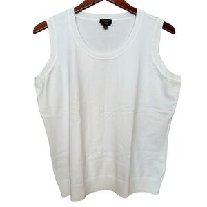 Talbots White Knit Pima Cotton Blend Sleeveless Top